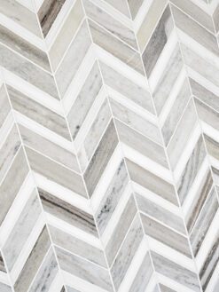 Modern Chevron White Gray Brown Marble Mosaic Backsplash Tile BA6320 5