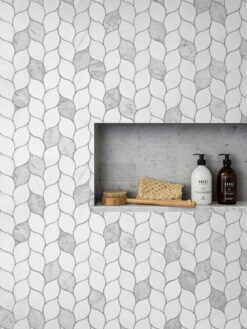 Shower Wall with Marble Leaf Mosaic Tile BA6316