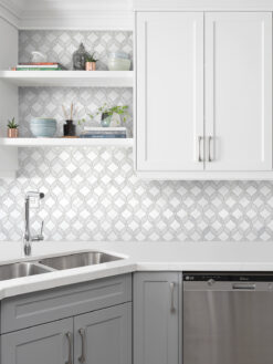 Two tones Gray White Kitchen with Backsplash Tile BA6317