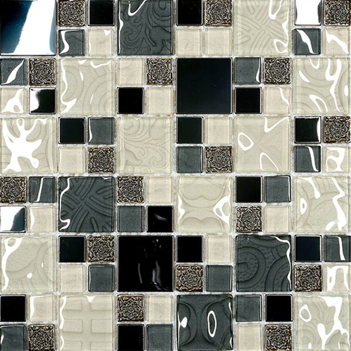 Beige Blue Black Glass Metal BA1108 2