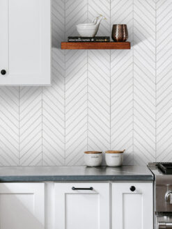 Black Countertop Large Marble White Chevron Tile BA6322