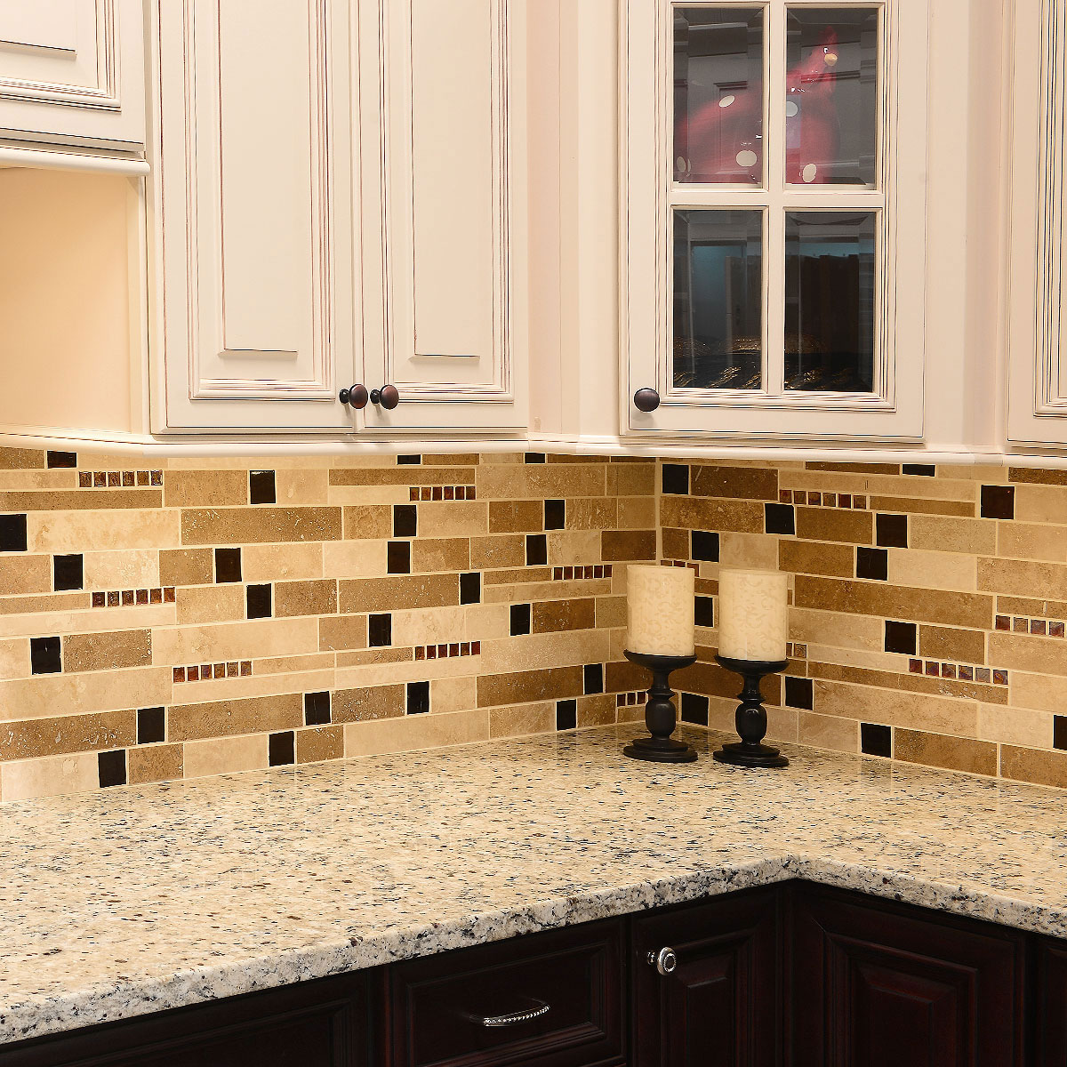 Brown Glass Travertine Mix BA1025 1