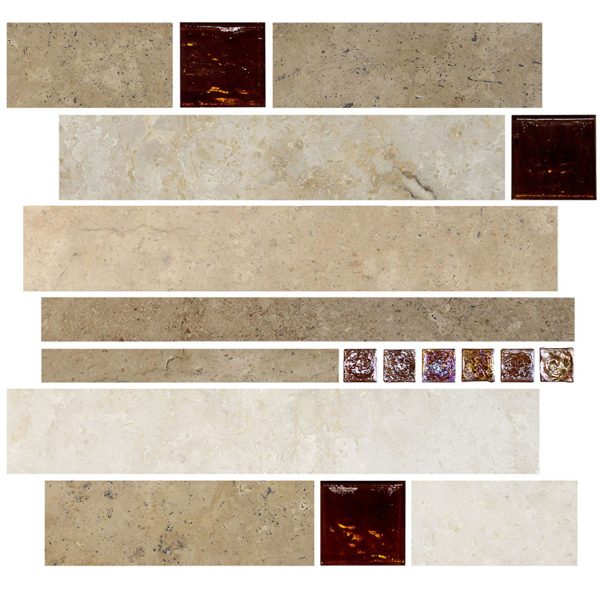 Brown Glass Travertine Mix BA1025