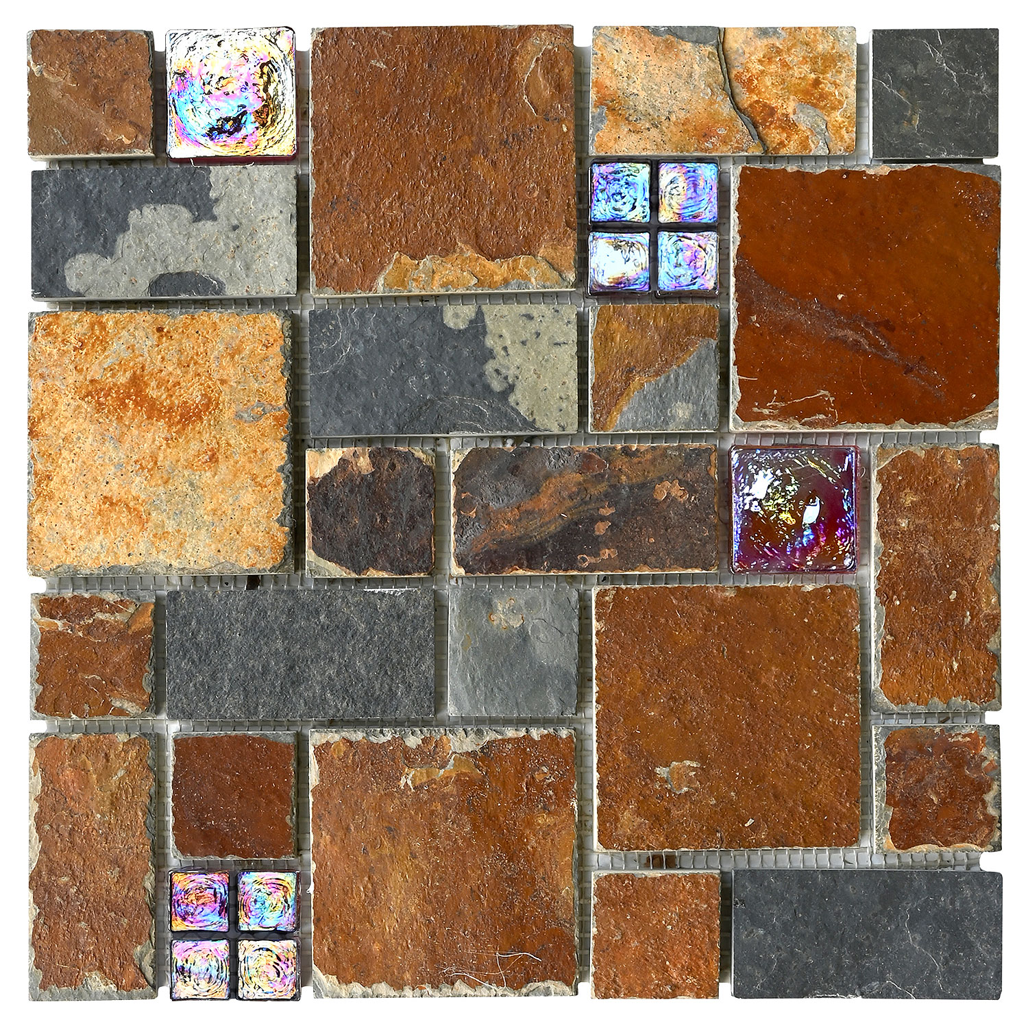 Burgundy glass and slate mosaic backsplash tile BA1027 7