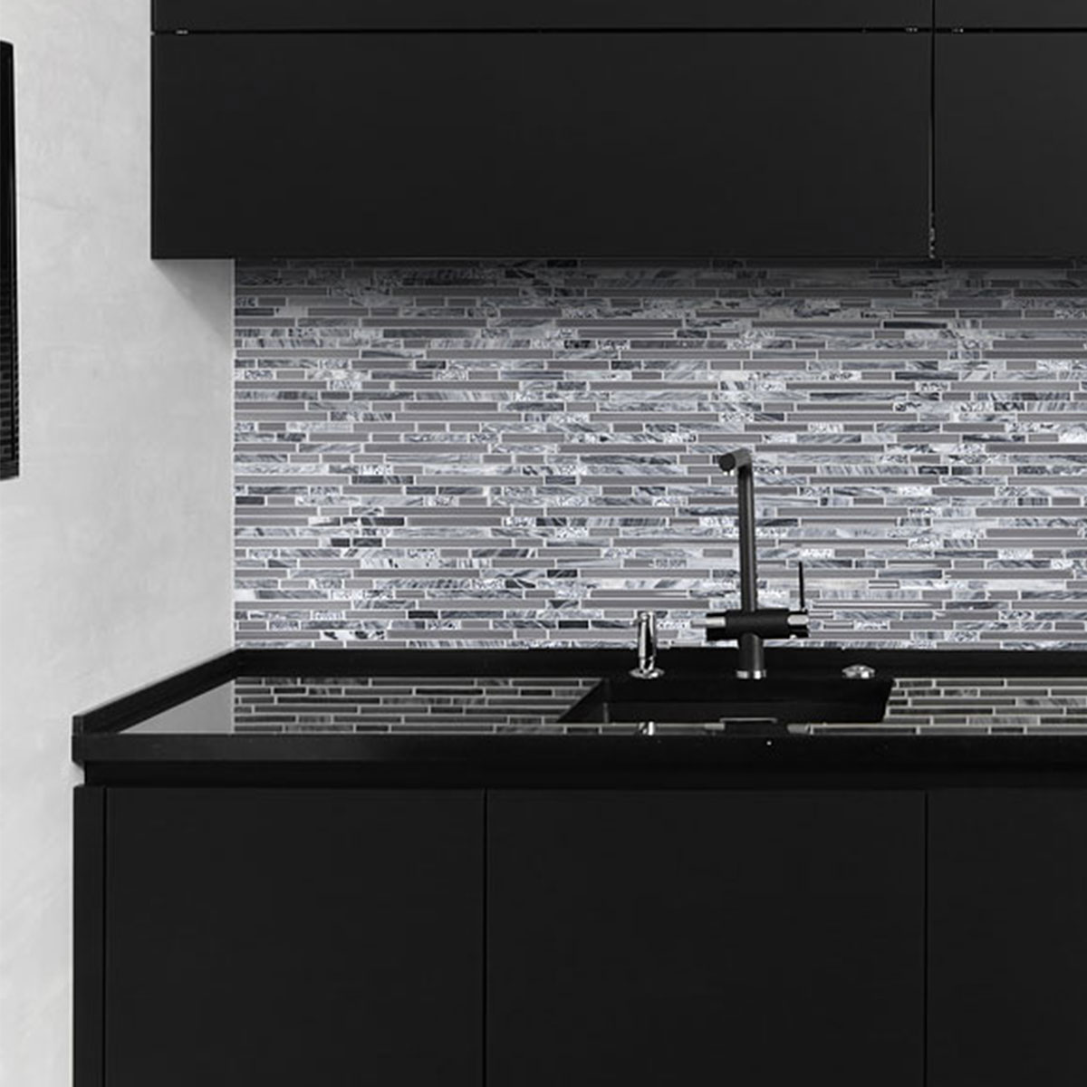 Dark Gray Marble Glass Mosaic Tile BA1037 1