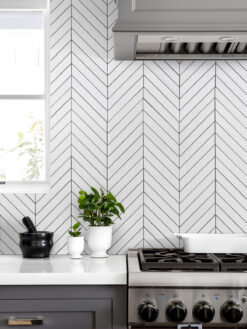 Gray Countertop Large Marble White Chevron Tile BA6322