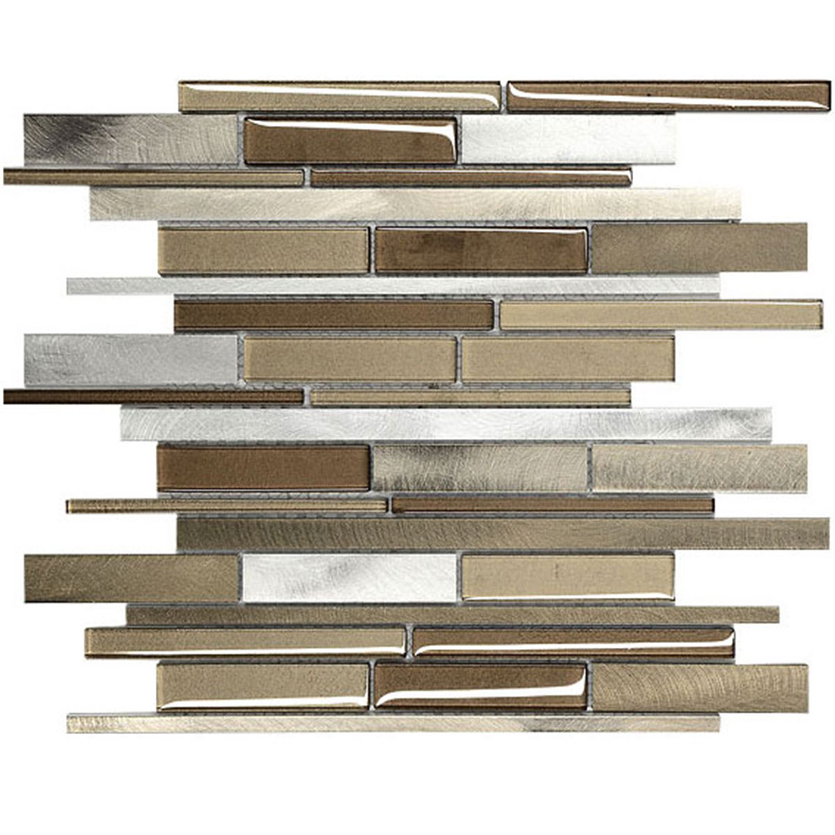 Modern Brown Metal Glass Mixed Mosaic Tile BA1124
