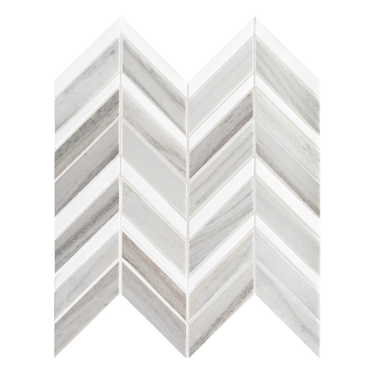 Modern Chevron White Gray Brown Marble Mosaic Backsplash Tile BA6320 2