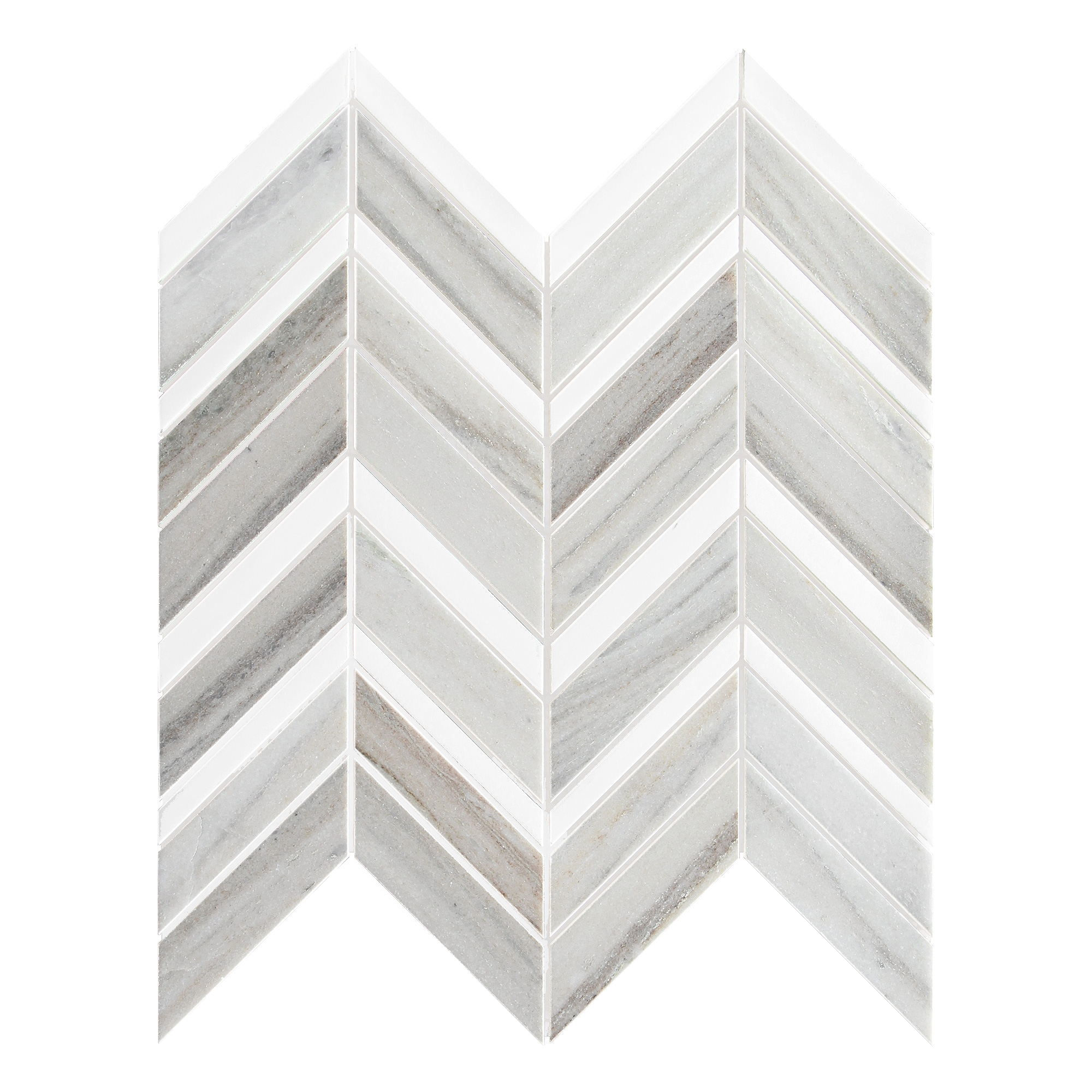 Modern Chevron White Gray Brown Marble Mosaic Backsplash Tile BA6320 2