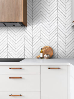 Modern Kitchen Large Marble White Chevron Tile BA6322