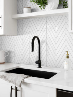 Quartz Countertop Large Marble White Chevron Tile BA6322