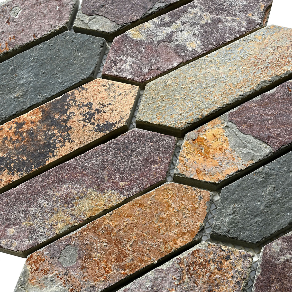 Rustic brown gray picket slate mosaic backsplash tile BA1066 5