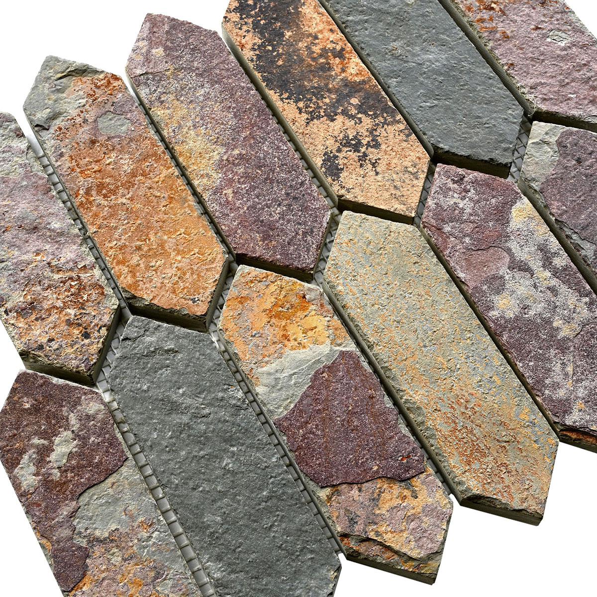 Rustic brown gray picket slate mosaic backsplash tile BA1066 6