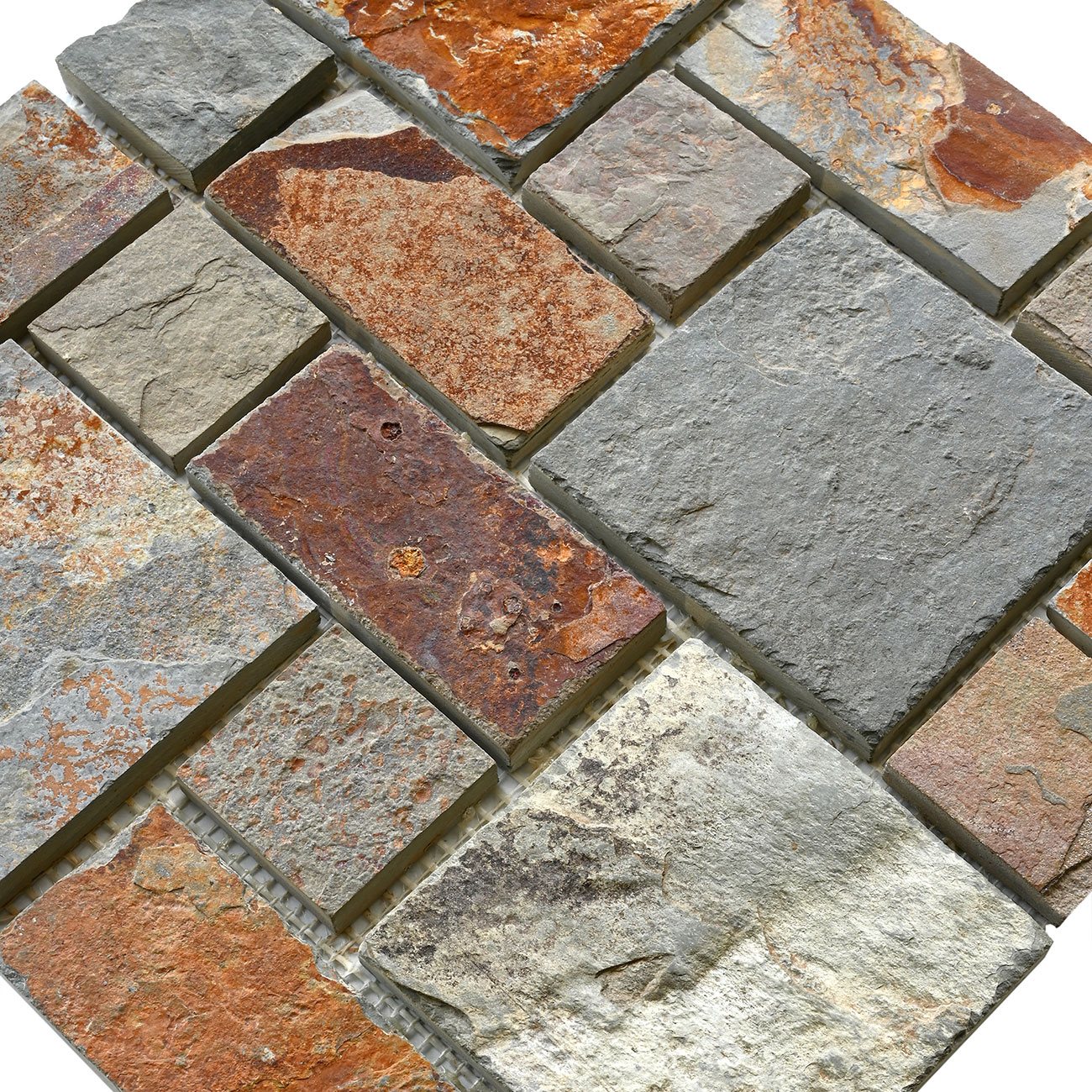 Rustic rusty brown slate stone mosaic tile backsplash BA1064 11