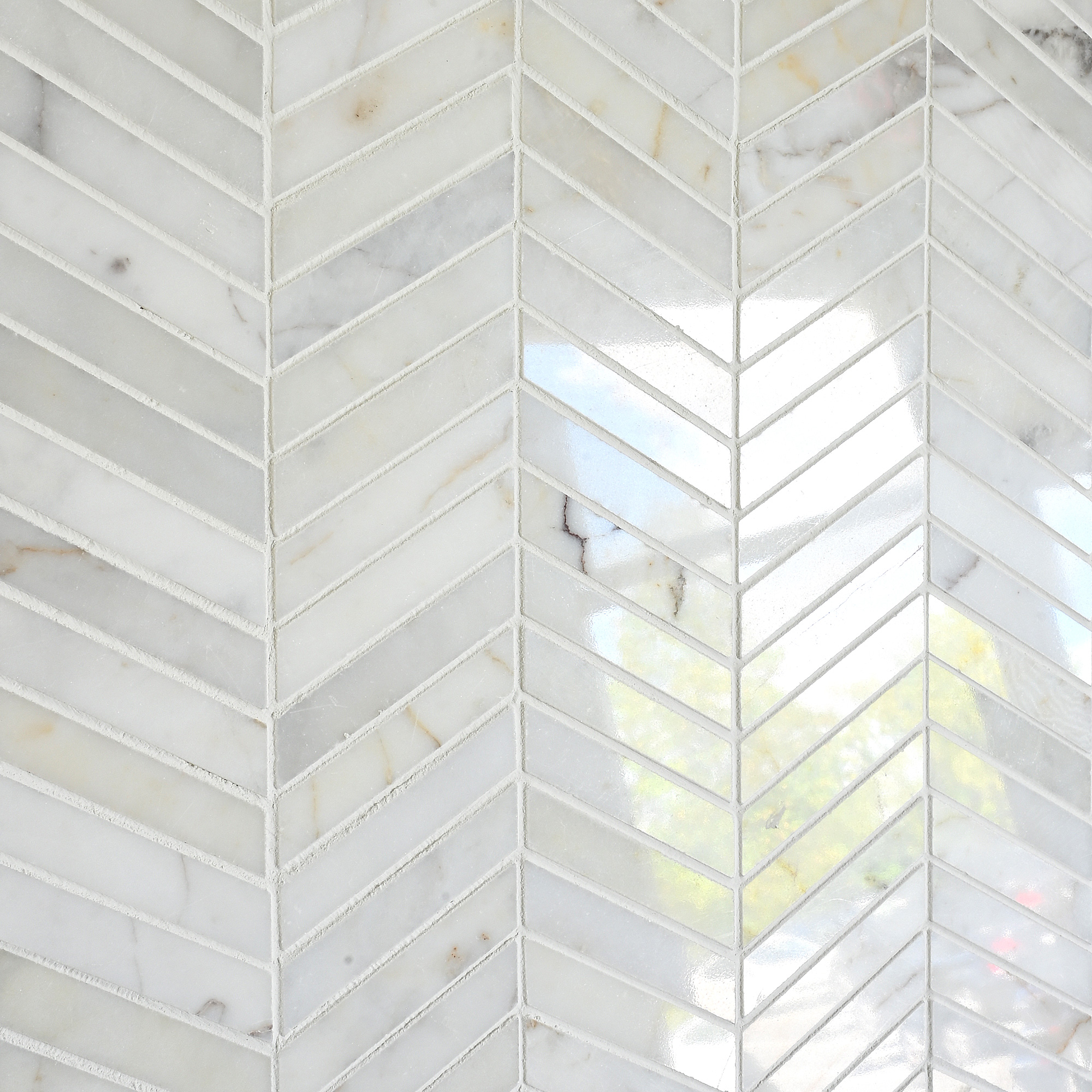 Warm Gold White Gray Chevron Mosaic Backsplash Tile BA6312 5
