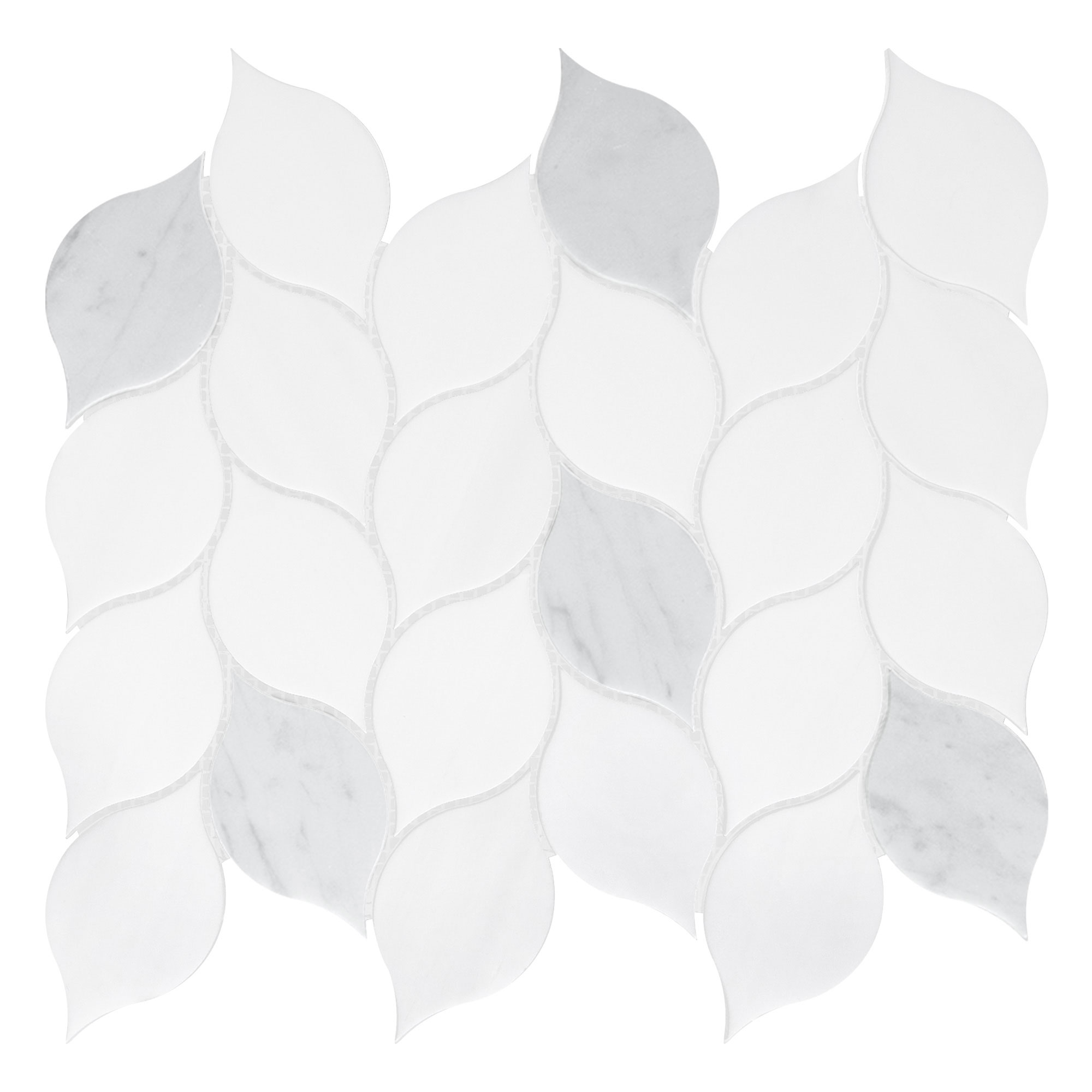 White Gray Marble Leaf Mosaic Backsplash Tile BA6316 1