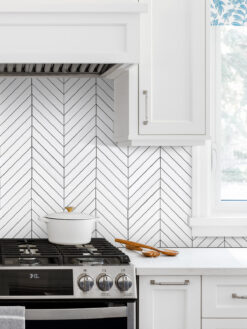 White Kitchen Large Marble White Chevron Tile BA6322