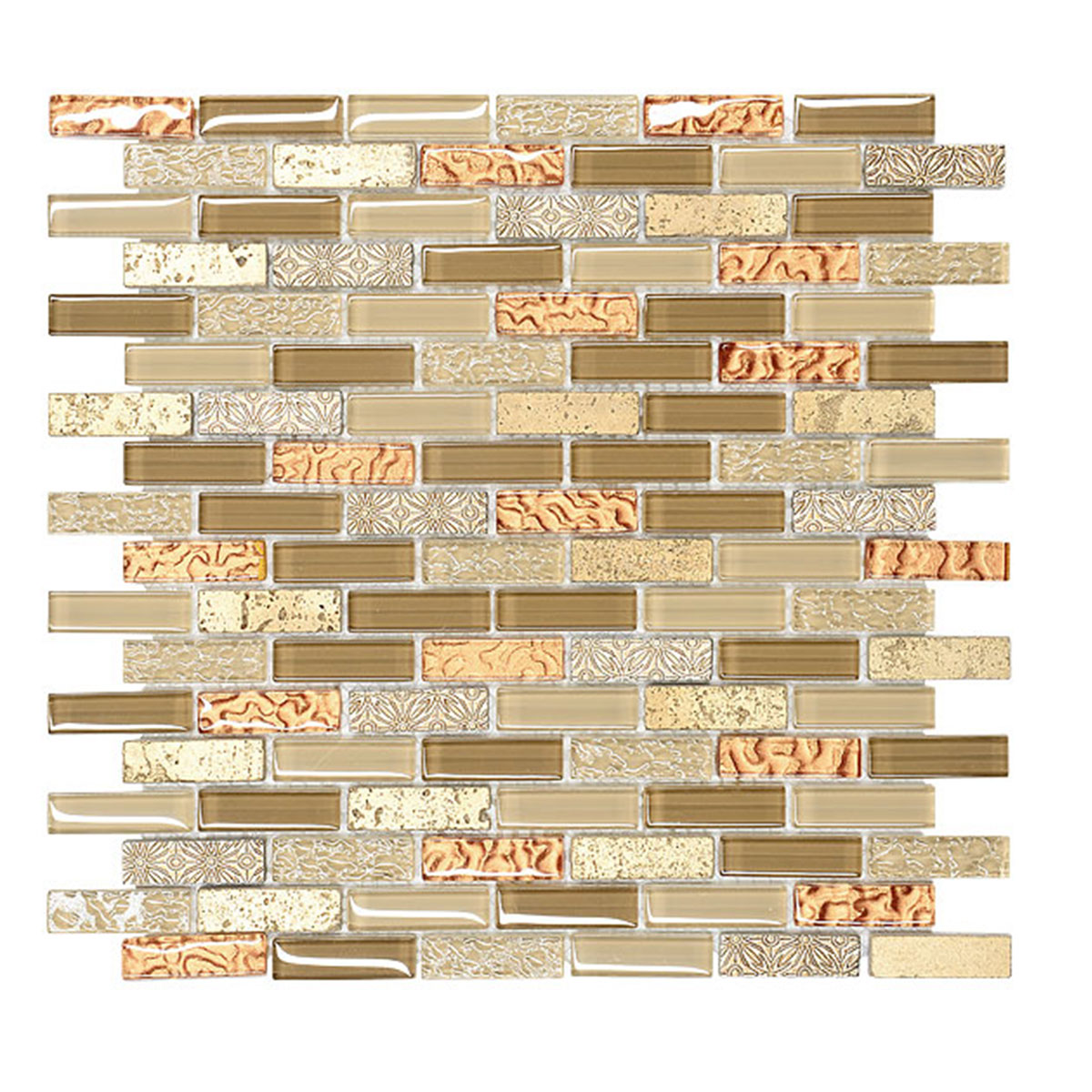 Beige Brown Gold Glass Travertine BA1167