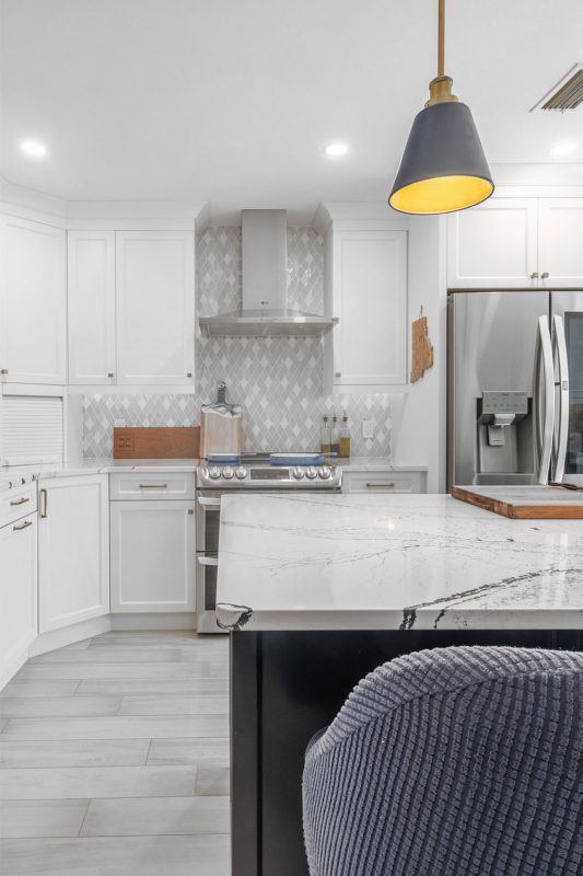 Blue Kitchen Island Modern Kitchen Backsplash Tile With Glass And Marble BA62046