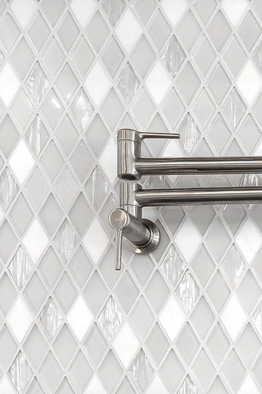 Glass And Marble Backsplash Tile For Modern Kitchens BA62046