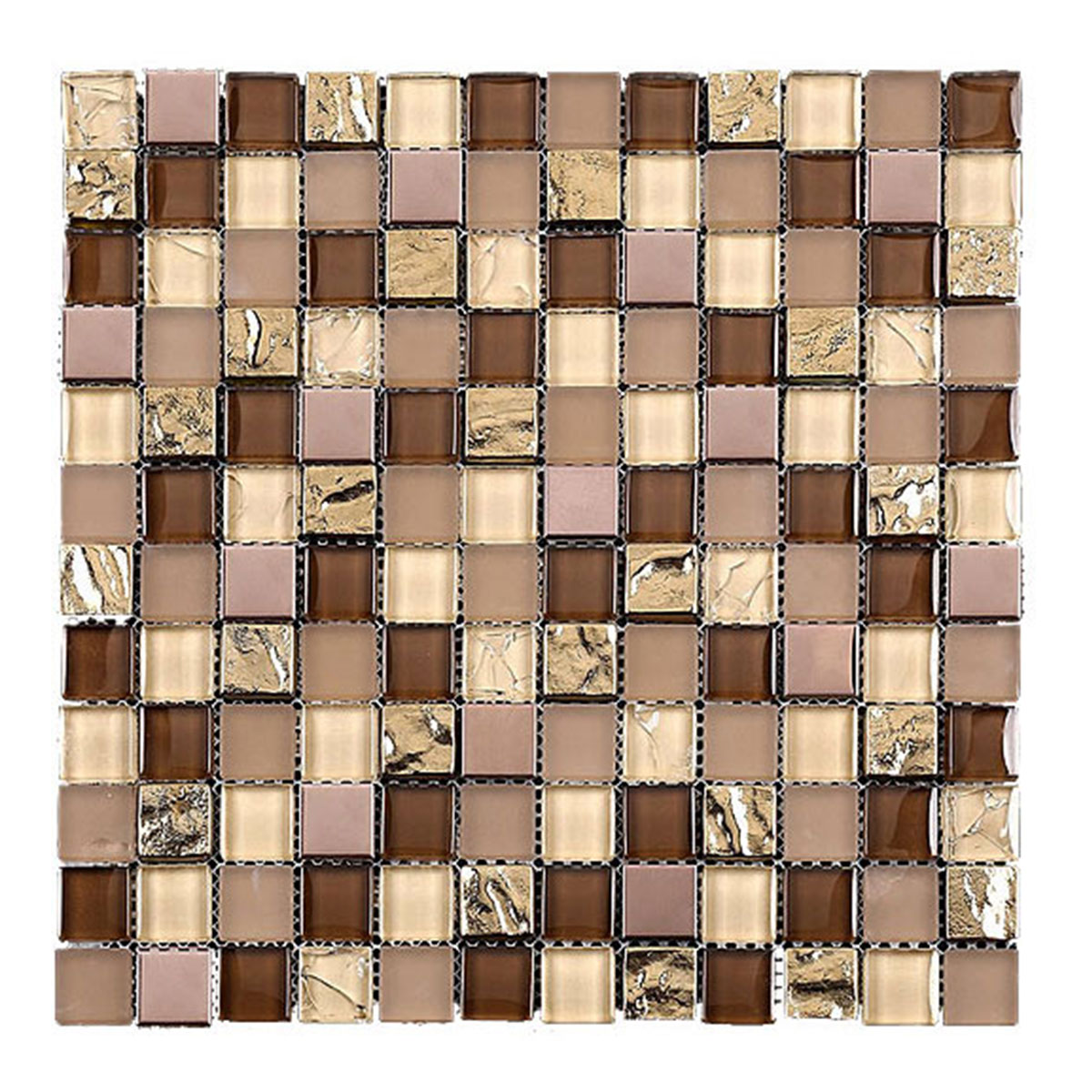 Gold Brown Glass Metal Mosaic Tile BA1142