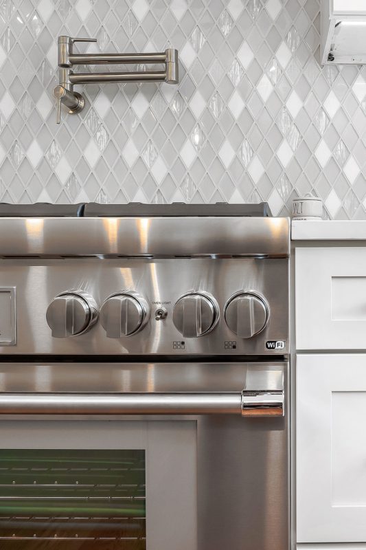 Modern Kitchen Diamond Glass And Marble Tile BA62046