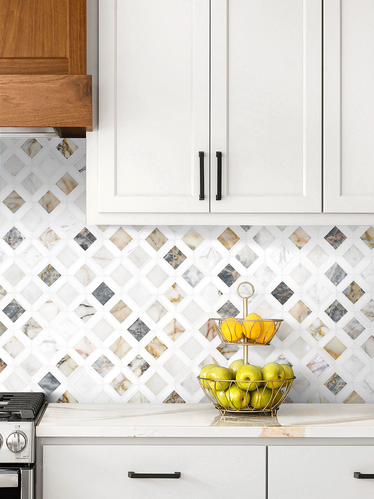 Multi Color Marble Diamond Backsplash Tile BA6313 1