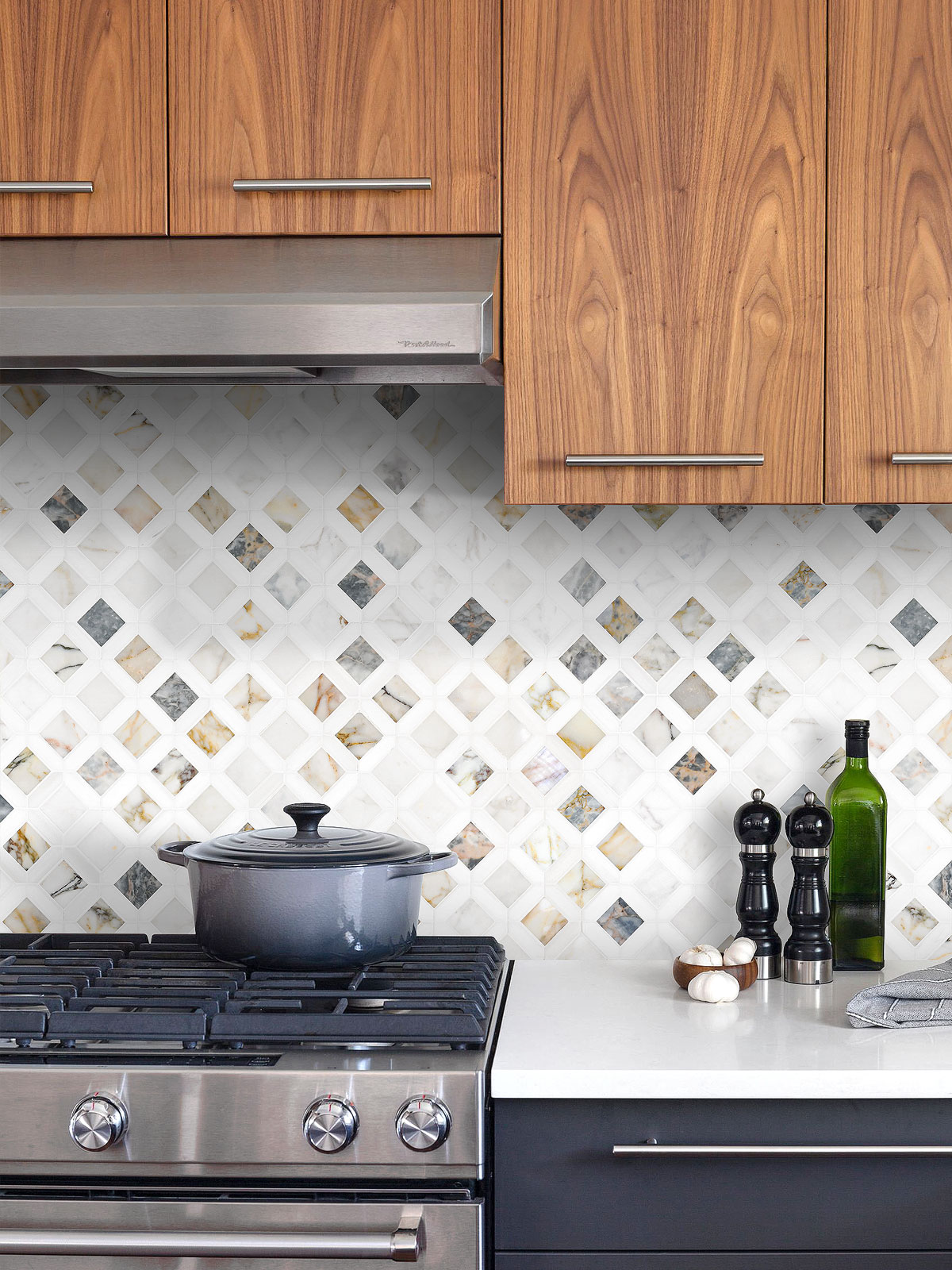Multi Color Marble Diamond Backsplash Tile BA6313 3