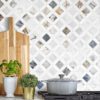 Multi Color Marble Diamond Mosaic Backsplash Tile BA6313