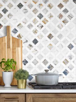 Multi Color Marble Diamond Mosaic Backsplash Tile BA6313
