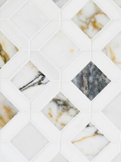 Multi Color Marble Diamond Mosaic Backsplash Tile BA6313 4