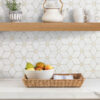 White Beige Marble Elegant Flower Mosaic Backsplash Tile BA6310