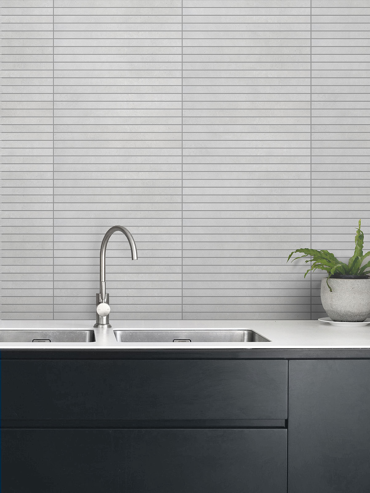 Modern Black Cabinet Long Light Porcelain Mosaic Tile BA4502