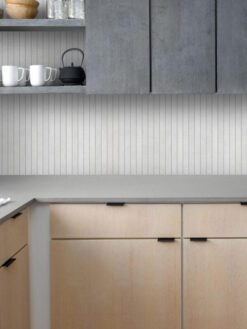 Two Tones Cabinet Brown Gray With Long Modern Mosaic Tile BA4502