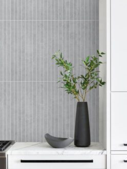 White Kitchen Marble Countertop With Modern Long Backsplash Tile BA4503
