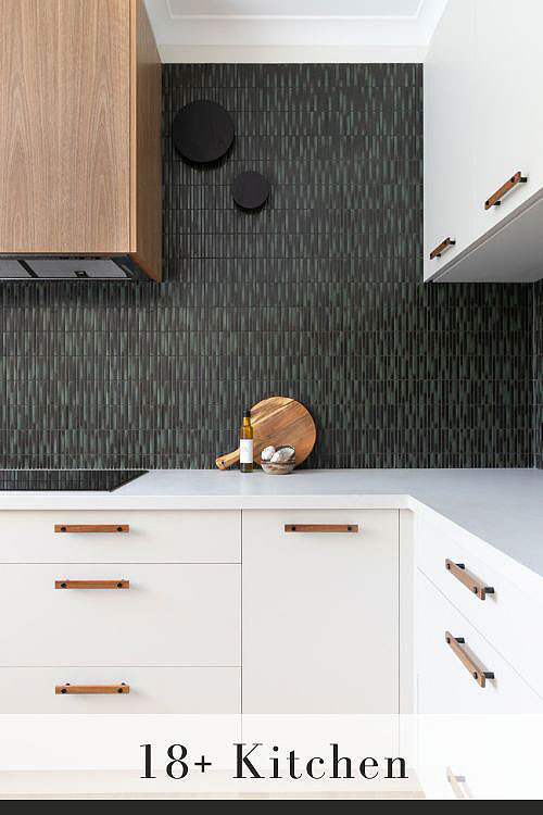 Black Backsplash with White Countertops