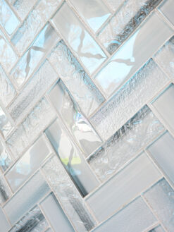 Blue Glass Large Herringbone Mosaic Backsplash Tile BA5507 12