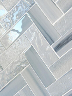Blue Glass Large Herringbone Mosaic Backsplash Tile BA5507 5