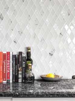 Blue pearl granite white glass backsplash tile BA5502 1