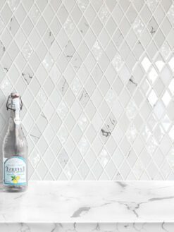 Rhomboid White Glass Mosaic Backsplash Tile BA5502
