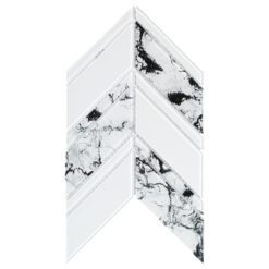 White Chevron Marble Look Glass Mosaic Backsplash Tile BA5506 1
