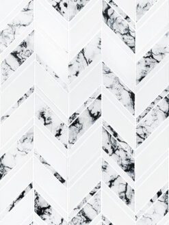 White Chevron Marble Look Glass Mosaic Backsplash Tile BA5506 2