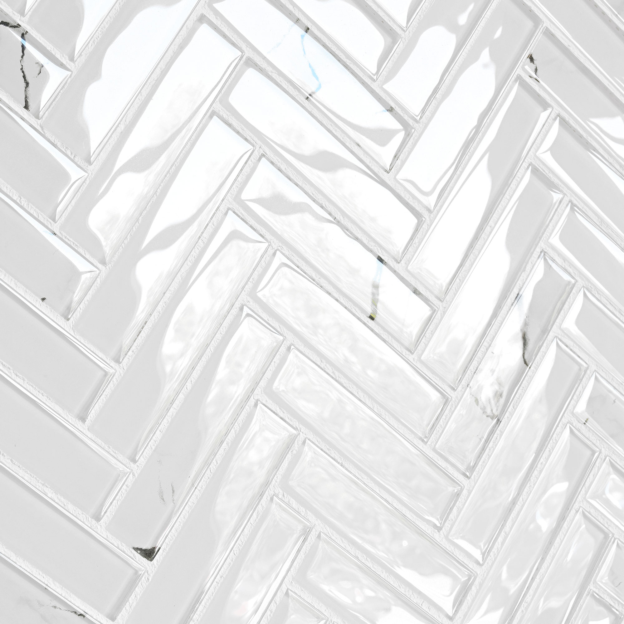 White Glass Herringbone Marble Look Mosaic Backsplash Tile BA5503 6