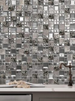 Glass Metal Brown Shell Glass Backsplash Tile BA62013