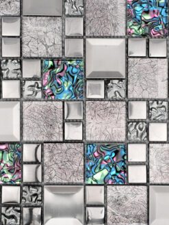 Glass Metal Gray Blue Backsplash Tile BA62011 2