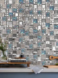 Glass Metal Gray Blue Backsplash Tile BA62011