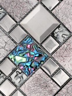 Glass Metal Gray Blue Backsplash Tile BA62011 3