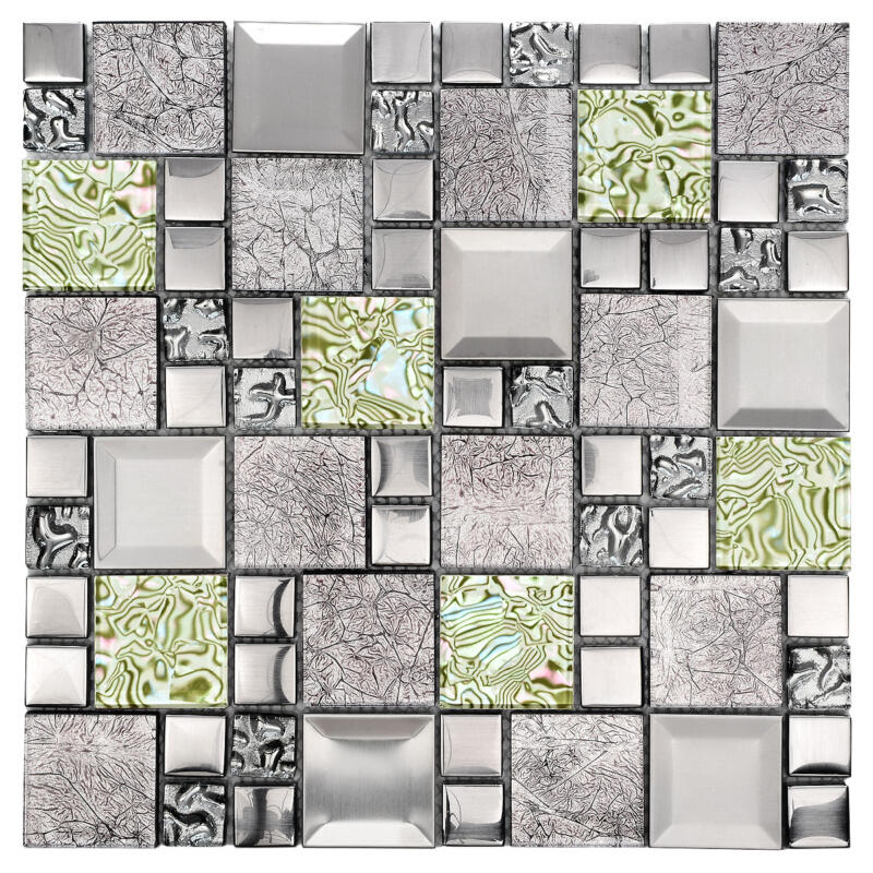 Glass Metal Green Shell Glass Backsplash Tile BA62012 1