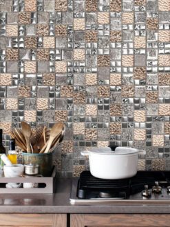 Glass Metal Rose Gold Shell Glass Backsplash Tile BA62015