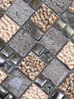 Glass Metal Rose Gold Shell Glass Backsplash Tile BA62015 4